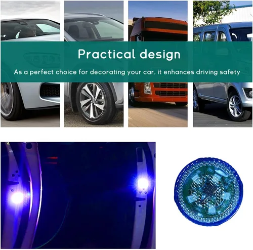 Miniatura 6 de Dickno 4 luces LED inalámbricas de advertencia para puerta de automóvil, 5 luces LED de señal de seguridad intermitentes automáticas en carretera