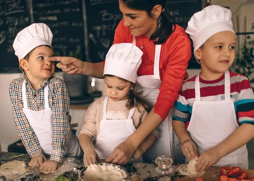 Miniatura 5 de ESHATO Sombrero de chef para niños, gorra de cocina de algodón elástico ajustable para niños