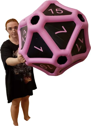 Miniatura 9 de Black Bazaar Dados grandes D20 inflables extra grandes gigantes para juegos DND RPG de mesa Juego de rol Calabozos y dragones Negro y rojo