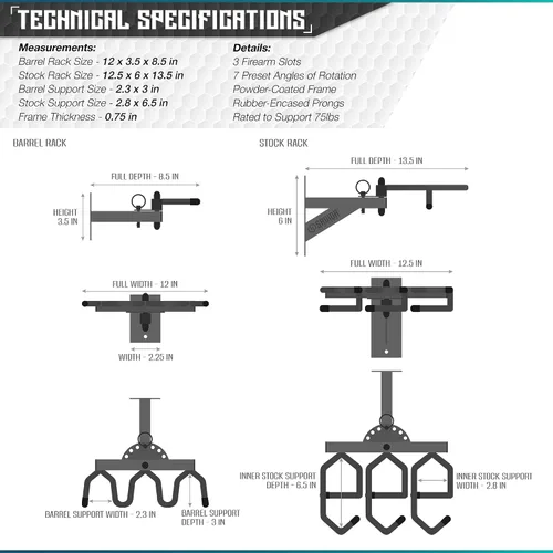 Miniatura 7 de Savior Equipment Soporte de Pared para Rifles Montado en la Pared Táctico para Escopetas Carabinas Armas de Fuego Exhibidor de Armas Independiente