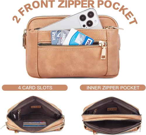 Miniatura 5 de Telena Riñoneras para Mujer Bolsa de Cintura de Cuero Bolsa Cruzada de Moda con Correa Ajustable, Talla única