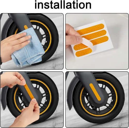 Miniatura 4 de TOMALL Adhesivos reflectantes de noche autoadhesivos, tira de advertencia impermeable compatible con Ninebot Max G30, accesorios de decoración