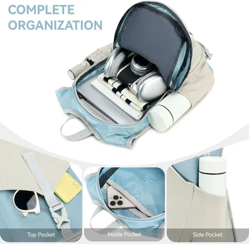Miniatura 5 de Mochila pequeña de senderismo de 15 litros para mujeres y hombres, mochila plegable y plegable casual para acampar viajes al aire libre, azul