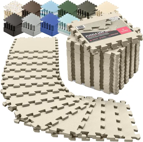 bemaxx Juego de alfombrillas de gimnasio, 18 piezas de baldosas de espuma EVA entrelazadas (12.6 x 12.6 x 0.4 pulgadas), 18 pies cuadrados Arena