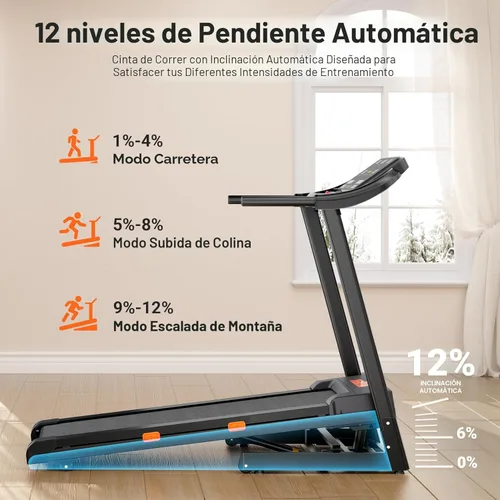 Miniatura 5 de THERUN Incline Treadmill, 0-12% Auto Incline Treadmill for Running and Walking, 300 lbs Weight Capacity, Wide Belt,3.0HP,18" LED Screen, 2 Layers