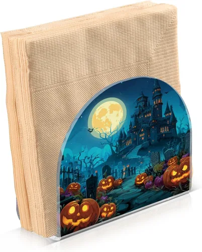 Miniatura 21 de Servilletero de otoño de gnomo negro para mesa, dispensadores de pañuelos acrílicos, servilleteros de cóctel para bodas, fiestas, eventos