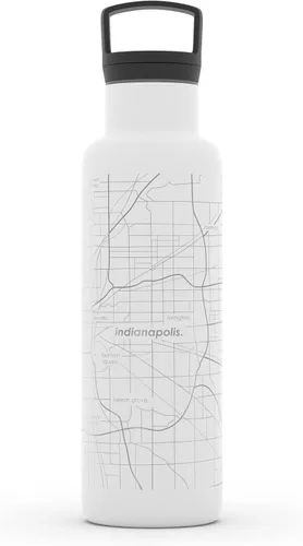 Miniatura 11 de Well Told Botella de agua aislada con mapa de Washington DC grabado, botella de acero inoxidable grabada (21 onzas, blanco) botella aislada de mapa