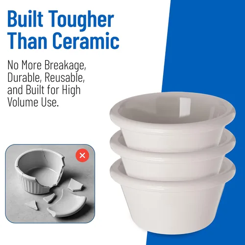 Miniatura 8 de Carlisle FoodService Products 4312342 SAN Ramequin liso estriado, capacidad de 3 onzas, altura de 1.43 pulgadas, hueso (caja de 48)