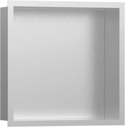 hansgrohe XtraStoris 56097800 - Nicho de pared empotrado individual de acero inoxidable cepillado con marco de diseño de 12 x 12 x 4 pulgadas, acero