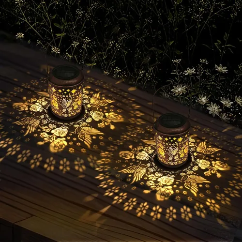 Miniatura 7 de Faroles Solares para Colgar o Mesa, Luz Solar para Exteriores para Patio, Jardín, Patio Interior (Plata-1)
