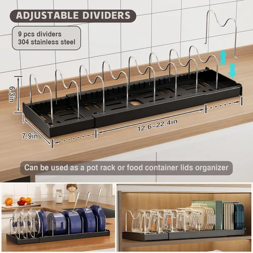 Miniatura 2 de Magheo Paquete de 2 organizadores expandibles de tapa para contenedores de almacenamiento de alimentos, organizador de ollas y sartenes de 22