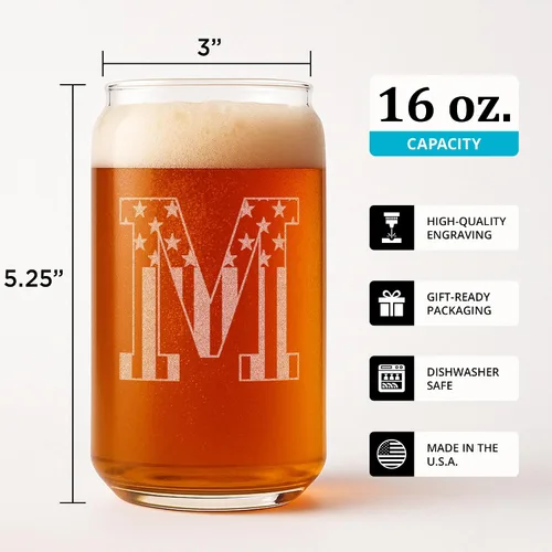 Miniatura 3 de Vasos de cerveza con monograma para hombres (A-Z) 16 oz - Regalos de cerveza para hombres hermano hijo papá vecino - Regalos únicos para él - Regalo