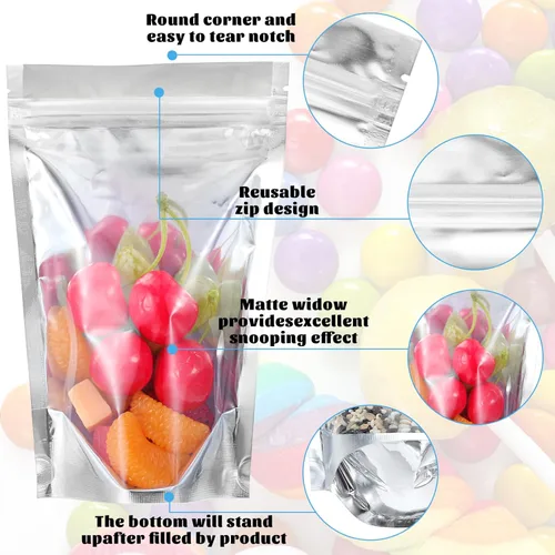 Miniatura 3 de 200 PCS Candy Bags, Sealable Heavy Duty Clear Mylar Food Storage Bags, Container Sets, Plastic Zipper Food Coffee Candy Storage, Refoldable Bags And