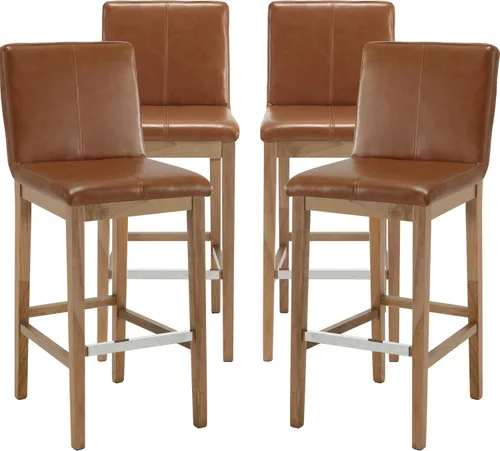 Miniatura 22 de Kmax Juego de 2 taburetes de bar de 26 pulgadas de altura de mostrador, taburetes tapizados para encimera de cocina con soporte trasero, taburetes