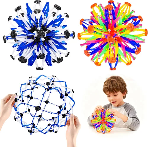 Miniatura 9 de 2 piezas de juguete de bola de respiración expandible de esfera colorida – Bola antiestrés para aliviar la ansiedad, juguete sensorial y Fidget