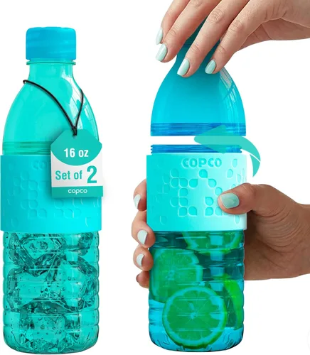 Copco Hydra - Botella de agua de 16.9 onzas, juego de 2, a prueba de fugas, sin BPA, de tritán, apta para lavavajillas, cuerpo abierto para hielo y