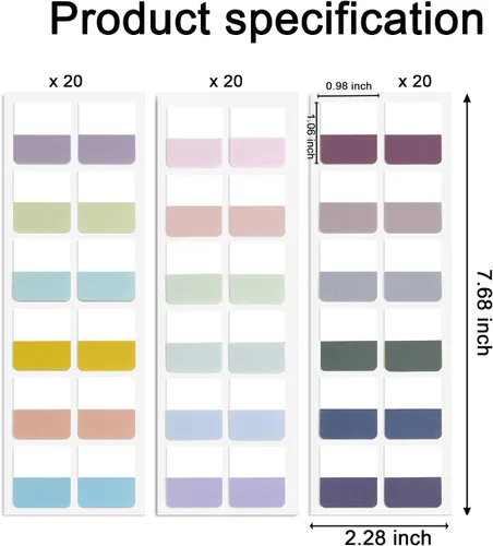 Miniatura 6 de Potanro Pestañas adhesivas 720 pestañas de color para cuadernos de 1 pulgada, pestañas de anotación para escritura, pestañas de página
