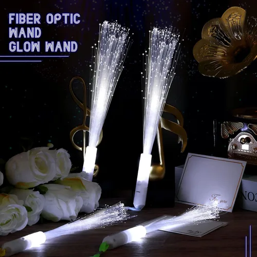 Miniatura 7 de Jecery 144 varitas de fibra óptica blancas a granel, luces LED de boda, varitas iluminadas con 3 modos intermitentes para despedida de soltera