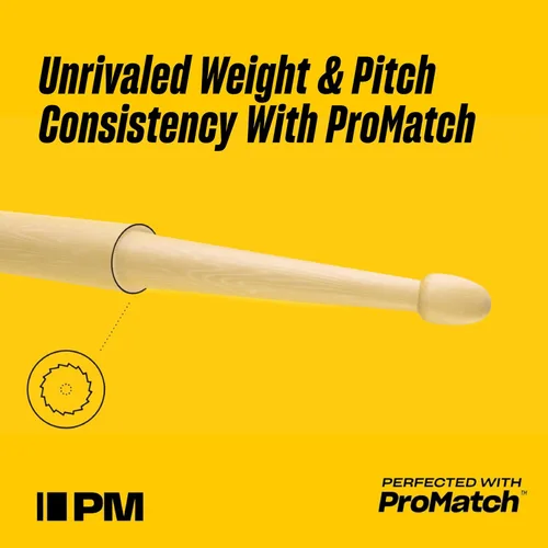 Miniatura 4 de ProMark Baquetas de tambor 5A - Baquetas clásicas de nogal 5A con punta de madera ovalada - Accesorios para bateristas - Juego de 4