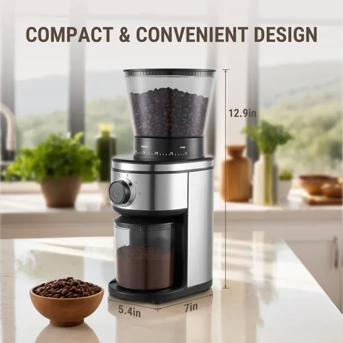 Miniatura 8 de AYCHIRO Molinillo de Café Eléctrico, Molinillo de Muelas Cónicas con 30 Ajustes de Molienda para 2-12 Tazas, Molinillo de Muelas Ajustable para Uso