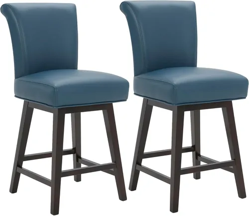 Miniatura 35 de CHITA Taburete giratorio de 26 pulgadas con altura de mostrador, taburete de bar tapizado moderno con respaldo certificado FSC de cuero sintético