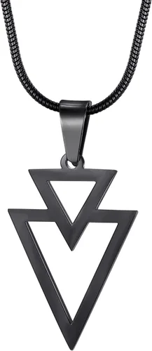 Miniatura 2 de MOO&LEE Collar con colgante geométrico para hombre, collar triangular de acero inoxidable con cadena de serpiente de 22 pulgadas