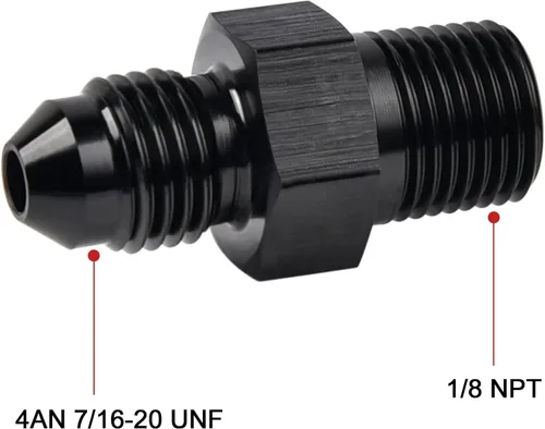 Miniatura 2 de EVIL ENERGY 4AN macho Flare a 1/8 "NPT adaptador de montaje de tubería de aluminio recto negro