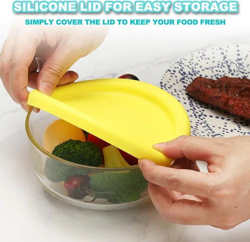 Miniatura 4 de uxcell 2 tapas de silicona para tazones de vidrio, máquina de helados, refrigerador, lavavajillas y microondas, color azul claro