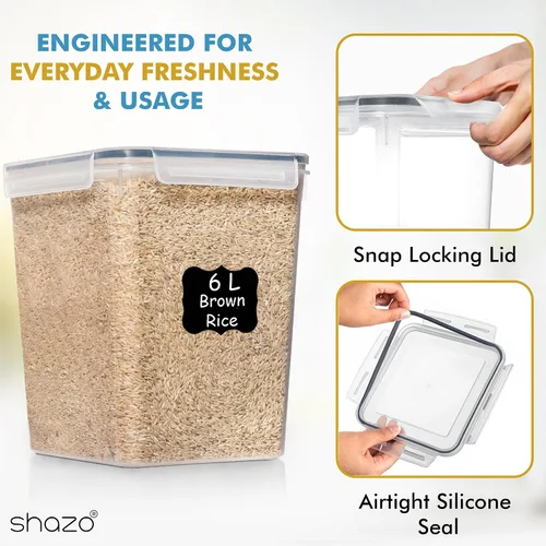 Miniatura 7 de Shazo Juego de 3 recipientes de almacenamiento de harina y azúcar (6 L, 2.9 L, 1.1 litros) grandes recipientes herméticos para almacenamiento