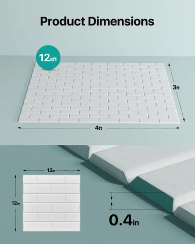 Miniatura 4 de Soundsbay Paneles acústicos autoadhesivos, paquete de 12 paneles de espuma de alta densidad a prueba de sonido para paredes, paneles de pared Blanco