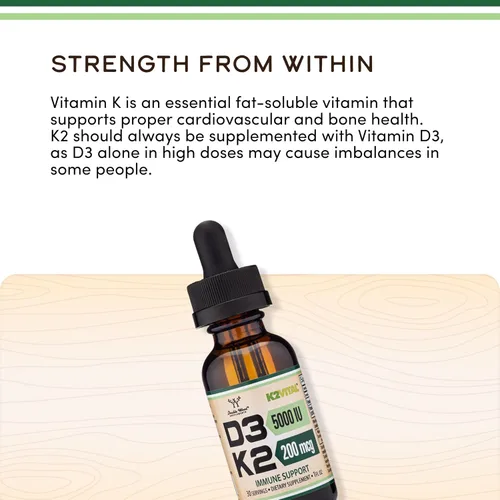 Miniatura 4 de Vitamina D3 K2 5,000 UI Gotas Líquidas (5,000 UI de D3 y 200 mcg de 99.9% All-Trans Patentado K2 MK-7 (K2Vital)) Gotas Líquidas de Vitamina D
