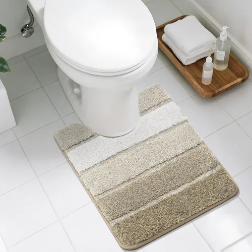 Miniatura 45 de COSY HOMEER Alfombras de baño de 24 x 17 pulgadas, ultra suaves y absorbentes, con respaldo de TPR antideslizante, lavable a máquina, alfombra Beige