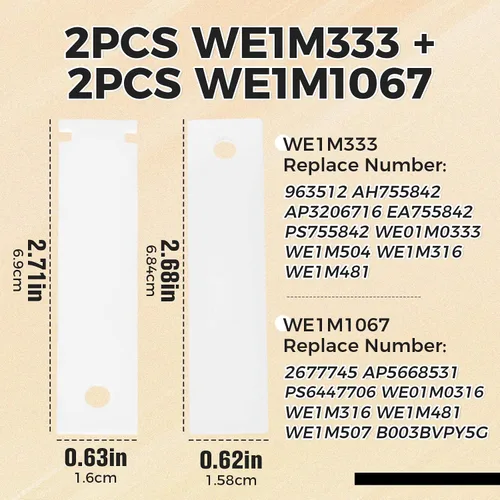 Miniatura 2 de WE1M333 WE1M1067 Kit de deslizamiento deslizante para rodamientos de tambor de secador, reemplazo WE1M333 AP3206716 WE1M481 WE1M316 AP5668531