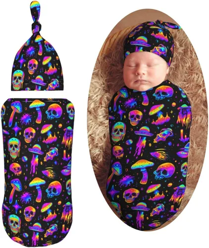 Miniatura 17 de Lindo patrón de dibujos animados de dinosaurios para recién nacido, manta para envolver con gorro, suave saco de dormir para bebé, elástico