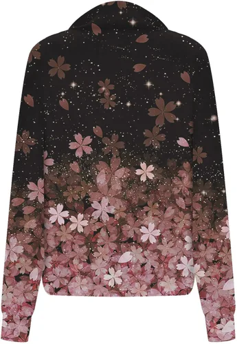 Miniatura 4 de Fall Clothes for Women Sweatshirt 14 Zip Neck Pullover Top Vintage Floral Printed Aesthetic Shirts Tops with Pockets