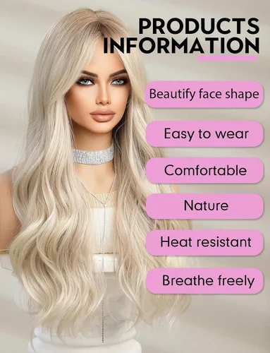 Miniatura 3 de HAIRCUBE Pelucas largas onduladas para mujer, peluca de pelo sintético para uso diario