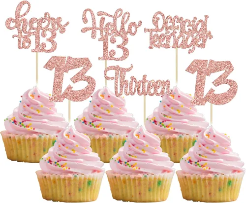 Miniatura 14 de 30 piezas Adornos para pastel de cumpleaños de 6 años, seis brillos, hola 6, púas para cupcakes, felicitaciones a los 6 años, decoraciones