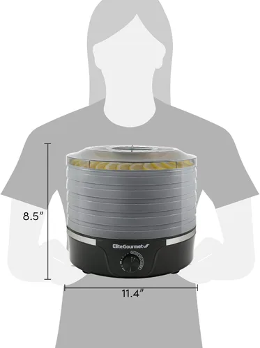Miniatura 7 de Elite Gourmet EFD319DKG Deshidratador de Alimentos, 5 Bandejas de 29 cm libres de BPA, Controles de Temperatura Ajustables, para Carne Seca