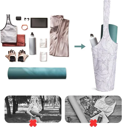 Miniatura 4 de IwIeIaIrI Bolsa para esterilla de yoga para mujeres con bolsillo grande y bolsillo con cierre, accesorios para regalos de yoga con correa de hombro