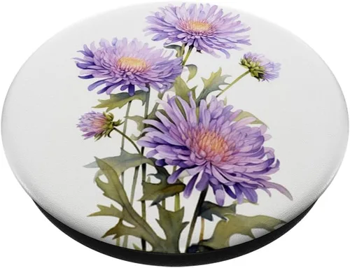 Miniatura 2 de purple aster flowers Acuarela PopSockets Estándar PopGrip