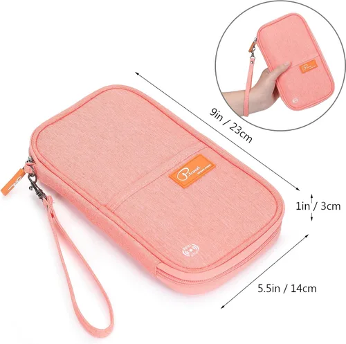 Miniatura 34 de VanFn Cartera RFID para pasaporte de viaje, soporte para pasaporte familiar, organizador de documentos de viaje serie P.Travel (nailon, gris)