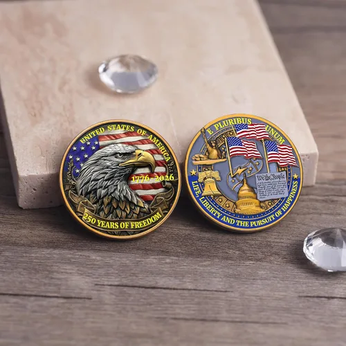 Miniatura 5 de Medalla Conmemorativa del 250 Aniversario de EE. UU. - Mercancía de América 250 con Águila Americana y Bandera de EE. UU. 250 Años de Libertad