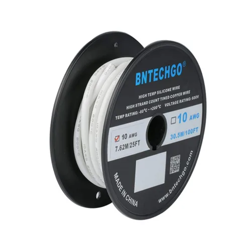 Miniatura 32 de BNTECHGO Carrete de alambre de silicona calibre 10 de 25 pies, alambre de cobre estañado trenzado de 10 AWG, color azul flexible