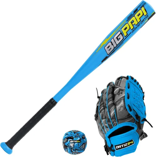 Ortiz34 Youth T-Ball Set, 25” Signature Aluminum T-Ball Bat with -10 Drop, Foam Core T-Ball, 9” Lightweight Youth Glove, Vibrant Graffiti Print