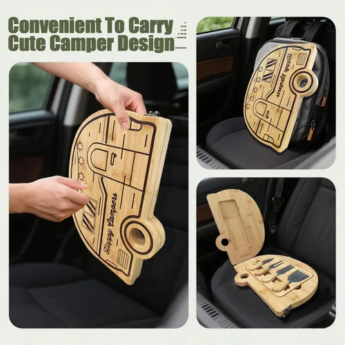 Miniatura 5 de Tablas de Charcutería Plegables para RV de Haigoo, Esenciales de Camping para RV con Juego de Cuchillos para Queso, Accesorios para Camper de RV