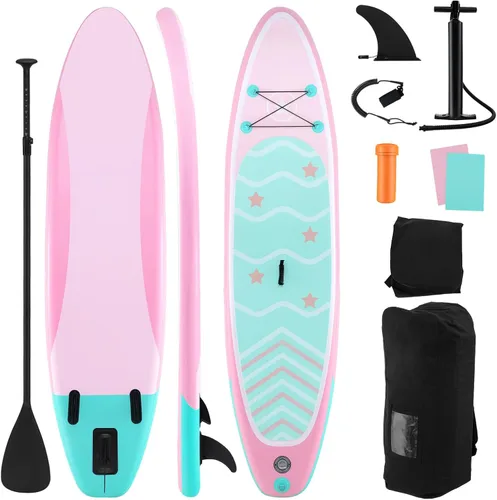 Miniatura 16 de GYMAX Tabla de remo, tabla de remo inflable con accesorios de SUP, aleta extraíble, paleta, bomba, correa y bolsa de transporte, tablas de remo
