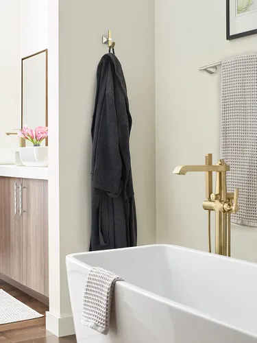 Miniatura 2 de Amerock HBX36686BBZG10 Burbank Gancho decorativo de pared de una sola punta Gancho de níquel satinado y champán dorado para abrigos, sombreros