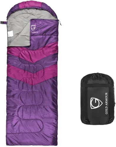 Miniatura 8 de Gold Armour Sacos de dormir para adultos, niños, niñas, mochileros, senderismo, campamento, clima frío y cálido 4 estaciones, uso en interiores