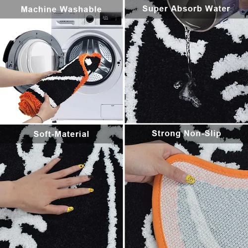 Miniatura 3 de Quimoy Alfombra de baño de murciélagos de Halloween, tapete de baño gótico espeluznante de Halloween, bonito tapete de baño de murciélago