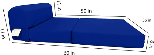 Miniatura 6 de D & D Futon Furniture Chair cama plegable de espuma, sofá de estudio, colchón de espuma doblado (6 x 36 x 70 pulgadas, azul real)